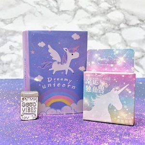 Kawaii Unicorn enamel pen and sticker set